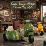 Push & Go Retro Scooter Toy with Sidecar for Kids | Friction Powered Scooter with Storage Seat | No Battery Toy Bike for Toddlers Boys Girls Age 3+ | Random Color Sent