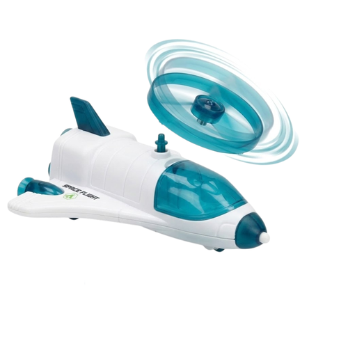 Push & Go Airplane Toy with Flying Disc Launcher for Kids 3+ | Friction Powered Plane with Spinning Saucer Release | STEM Outdoor Flying Toy for Boys & Girls | Run Catch Flying UFO Game