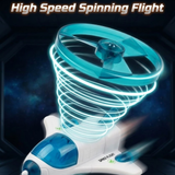 Push & Go Airplane Toy with Flying Disc Launcher for Kids 3+ | Friction Powered Plane with Spinning Saucer Release | STEM Outdoor Flying Toy for Boys & Girls | Run Catch Flying UFO Game