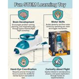 Push & Go Airplane Toy with Flying Disc Launcher for Kids 3+ | Friction Powered Plane with Spinning Saucer Release | STEM Outdoor Flying Toy for Boys & Girls | Run Catch Flying UFO Game