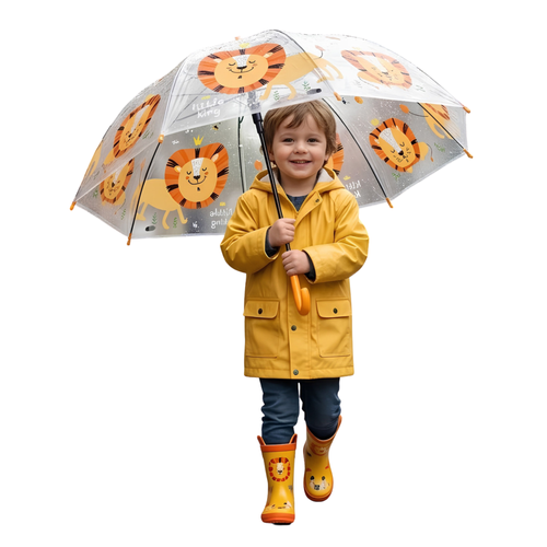 Crackles Kids Umbrella for Rain | Umbrella with Cute Cartoon Print | One Click Open | Child Safe Rounded Tips | Lightweight School Non-Foldable Stylish Umbrella for Boys & Girls and Women
