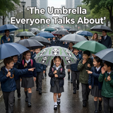 Crackles Kids Umbrella for Rain | Umbrella with Cute Cartoon Print | One Click Open | Child Safe Rounded Tips | Lightweight School Non-Foldable Stylish Umbrella for Boys & Girls and Women