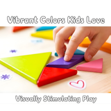 Wooden Tangram Puzzle for Kids | 7 Piece Educational Brain Teaser Puzzle | Montessori Shape & Pattern Learning Toy
