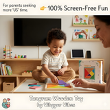 Wooden Tangram Puzzle for Kids | 7 Piece Educational Brain Teaser Puzzle | Montessori Shape & Pattern Learning Toy