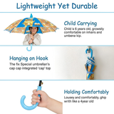 Crackles Kids PG Fabric Umbrella for Rain | Cute Cartoon Print | One Click Open | Telescopic Safety Cover | No Pinching Design | Lightweight Non-Foldable School Umbrella for Boys & Girls