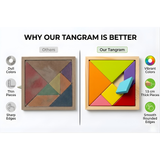 Wooden Tangram Puzzle for Kids | 7 Piece Educational Brain Teaser Puzzle | Montessori Shape & Pattern Learning Toy