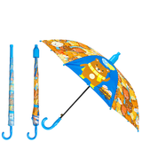 Crackles Kids PG Fabric Umbrella for Rain | Cute Cartoon Print | One Click Open | Telescopic Safety Cover | No Pinching Design | Lightweight Non-Foldable School Umbrella for Boys & Girls