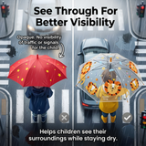Crackles Kids Umbrella for Rain | Umbrella with Cute Cartoon Print | One Click Open | Child Safe Rounded Tips | Lightweight School Non-Foldable Stylish Umbrella for Boys & Girls and Women