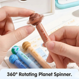 360° Planet Spinner Erasable Gel Pens Set of 4 | 0.5 mm Space Theme Gel Pens with Rotating Planet Top | Quick Dry Blue Ink, Comfortable Grip, Cute School Stationery for Kids & Students