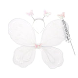 Fairy Butterfly Wings Costume Set for Girls with Matching Hair Band and Magic Wand, Princess Dress Up Accessories for Birthday Party, Fairy Theme, Fancy Dress & Pretend Play, Pack of 1, White