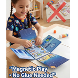 Magnetic Dress-Up Sticker Activity Book Set of 2 | Princess & Space Adventure Themes | Reusable Magnetic Stickers with Foldable Play Scene | DIY Learning Toy for Kids Boys & Girls