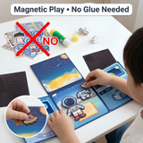 Magnetic Dress-Up Sticker Activity Book Set of 2 | Princess & Space Adventure Themes | Reusable Magnetic Stickers with Foldable Play Scene | DIY Learning Toy for Kids Boys & Girls