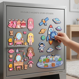 Magnetic Dress-Up Sticker Activity Book Set of 2 | Princess & Space Adventure Themes | Reusable Magnetic Stickers with Foldable Play Scene | DIY Learning Toy for Kids Boys & Girls