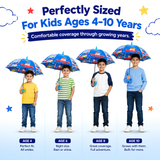 Crackles Kids PG Fabric Umbrella for Rain | Cute Cartoon Print | One Click Open | Telescopic Safety Cover | No Pinching Design | Lightweight Non-Foldable School Umbrella for Boys & Girls
