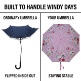 Crackles Kids Umbrella for Rain | Umbrella with Cute Cartoon Print | One Click Open | Child Safe Rounded Tips | Lightweight School Non-Foldable Stylish Umbrella for Boys & Girls and Women