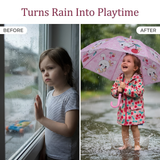 Crackles Kids Umbrella for Rain | Umbrella with Cute Cartoon Print | One Click Open | Child Safe Rounded Tips | Lightweight School Non-Foldable Stylish Umbrella for Boys & Girls and Women
