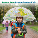 Crackles Kids Umbrella for Rain | Umbrella with Cute Cartoon Print | One Click Open | Child Safe Rounded Tips | Lightweight School Non-Foldable Stylish Umbrella for Boys & Girls and Women