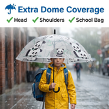 Crackles Kids Umbrella for Rain | Umbrella with Cute Cartoon Print | One Click Open | Child Safe Rounded Tips | Lightweight School Non-Foldable Stylish Umbrella for Boys & Girls and Women