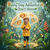 Crackles Kids Umbrella for Rain | Umbrella with Cute Cartoon Print | One Click Open | Child Safe Rounded Tips | Lightweight School Non-Foldable Stylish Umbrella for Boys & Girls and Women