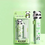 Cute kawaiiRetractable Cartoon Panda Eraser in a Cutter Shape and and Extra Eraser in Each Pack Pencil Rubber Eraser Set Stationery for Boys and Girls and Birthday Return Gifts - Pack of 1