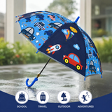 Crackles Kids Umbrella for Rain | Umbrella with Cute Cartoon Print | One Click Open | Child Safe Rounded Tips | Lightweight School Non-Foldable Stylish Umbrella for Boys & Girls and Women
