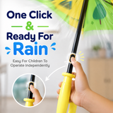 Kids PG Fabric Umbrella for Rain | Cute Cartoon Print | One Click Open | Telescopic Safety Cover | No Pinching Design | Lightweight Non-Foldable School Umbrella for Boys & Girls