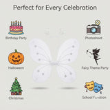 Fairy Butterfly Wings Costume Set for Girls with Matching Hair Band and Magic Wand, Princess Dress Up Accessories for Birthday Party, Fairy Theme, Fancy Dress & Pretend Play, Pack of 1, White