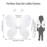 Fairy Butterfly Wings Costume Set for Girls with Matching Hair Band and Magic Wand, Princess Dress Up Accessories for Birthday Party, Fairy Theme, Fancy Dress & Pretend Play, Pack of 1, White