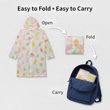 Kids Printed Raincoat for Boys & Girls, Hooded Waterproof Rain Coat with Full Sleeves and Front Button Closure for 8-11 Years Girls and Boys, Child Height 110–130 cm