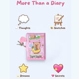 Pack of 2 Kawaii Mini Diary Notebook Journal with Lock & Key | Puffy Cover Pocket Diary | Compact Purse Diary for Kids, Teens & Gifts | Cute Personal Writing Notebook Random Color
