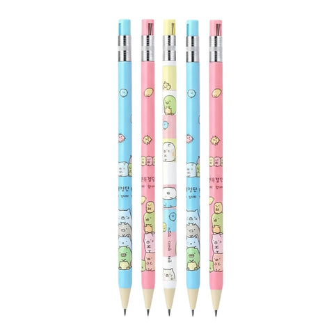 Cute Cartoon Design Mechanical Pencil Set, 2.0 HB Graphite Leads Mechanical Pencils with inbuilt sharpener - Pack of 5