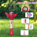 Electric Bubble Stick for Kids - Automatic Bubble Machine, 10,000 Bubbles, Light-Up Flower Bubble Wand for Summer Outdoor Parties, Weddings (Multicolor)