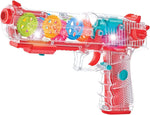 Light Up Gear Toy Gun for Kids, Toy Guns For Boys With Moving Gears, LED Effects, and Music, Interactive LED Toy Guns for Kids, Great Gift Idea Light Up Toys For Kids , Random Color