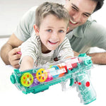 Light Up Gear Toy Gun for Kids, Toy Guns For Boys With Moving Gears, LED Effects, and Music, Interactive LED Toy Guns for Kids, Great Gift Idea Light Up Toys For Kids , Random Color