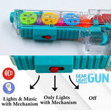 Light Up Gear Toy Gun for Kids, Toy Guns For Boys With Moving Gears, LED Effects, and Music, Interactive LED Toy Guns for Kids, Great Gift Idea Light Up Toys For Kids , Random Color