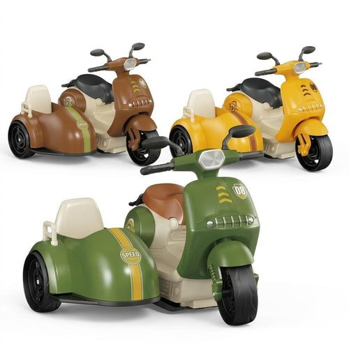 Push & Go Retro Scooter Toy with Sidecar for Kids | Friction Powered Scooter with Storage Seat | No Battery Toy Bike for Toddlers Boys Girls Age 3+ | Random Color Sent