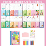 Rainbow Scratch Art for Kids, Squeegee Painting Kits, Rainbow Scratch Paper Art Set Notebooks, Magic Dot Scratch Painting Party DIY Gifts for Girls and Boys Ages 6 7 8 9 10 11 +