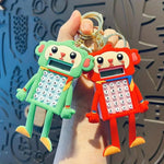 Cute Cartoon Animals keychains with calculator an dbead game in the back- Pack of 2 Multi Color and Multi Animals.