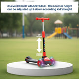 Foldable Kick Scooter for Kids with LED Light Wheels | Skating Cycle Style Scooter with Adjustable Handle & Foldable Design Lightweight Ride-On Toy for Boys & Girls Outdoor Toy (Random Color)