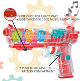 Light Up Gear Toy Gun for Kids, Toy Guns For Boys With Moving Gears, LED Effects, and Music, Interactive LED Toy Guns for Kids, Great Gift Idea Light Up Toys For Kids , Random Color