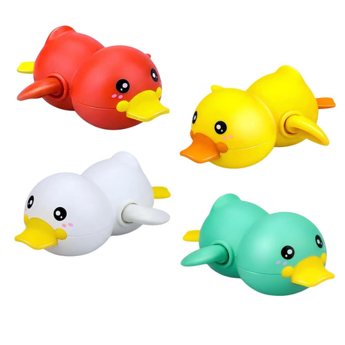 Wind-Up Cute Duck Bath Toy for Babies & Toddlers | Floating Swimming Water Toy for Kids 1 to 5 years old | Random Color, Pack of 4 | Baby Bathtub Toy, Infant Pool Toy, Wind Up Water Toy