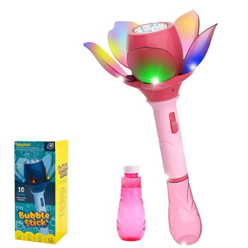 Electric Bubble Stick for Kids - Automatic Bubble Machine, 10,000 Bubbles, Light-Up Flower Bubble Wand for Summer Outdoor Parties, Weddings (Multicolor)