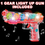 Light Up Gear Toy Gun for Kids, Toy Guns For Boys With Moving Gears, LED Effects, and Music, Interactive LED Toy Guns for Kids, Great Gift Idea Light Up Toys For Kids , Random Color