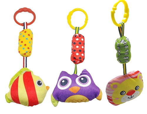 Hanging Soft Rattles Toys for Babies Girls Boys Car Seat Crib Cot Plush Soft Rattle Toy (Random Multi Color and Animals) Pack of 1