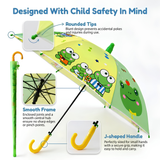 Kids PG Fabric Umbrella for Rain | Cute Cartoon Print | One Click Open | Telescopic Safety Cover | No Pinching Design | Lightweight Non-Foldable School Umbrella for Boys & Girls