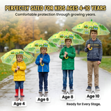 Kids PG Fabric Umbrella for Rain | Cute Cartoon Print | One Click Open | Telescopic Safety Cover | No Pinching Design | Lightweight Non-Foldable School Umbrella for Boys & Girls