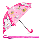 Crackles Kids PG Fabric Umbrella for Rain | Cute Cartoon Print | One Click Open | Telescopic Safety Cover | No Pinching Design | Lightweight Non-Foldable School Umbrella for Boys & Girls