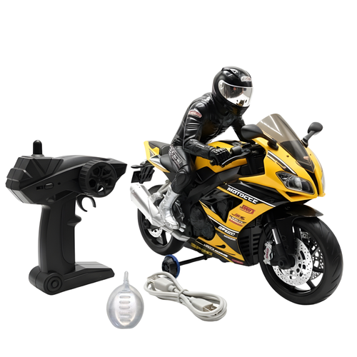 2.4GHz Remote Control Bike with Real Smoke Effect, Hindi Music & Lights | 4 Direction + 360° Rotation RC Motorcycle | Rechargeable Battery Included | Remote Bike Toy for Kids Boys & Girls
