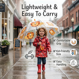 Crackles Kids Umbrella for Rain | Umbrella with Cute Cartoon Print | One Click Open | Child Safe Rounded Tips | Lightweight School Non-Foldable Stylish Umbrella for Boys & Girls and Women