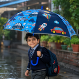 Crackles Kids Umbrella for Rain | Umbrella with Cute Cartoon Print | One Click Open | Child Safe Rounded Tips | Lightweight School Non-Foldable Stylish Umbrella for Boys & Girls and Women